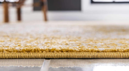 Bromley Collection Area Rug - Midnight (3' Round, Yellow/ Ivory)