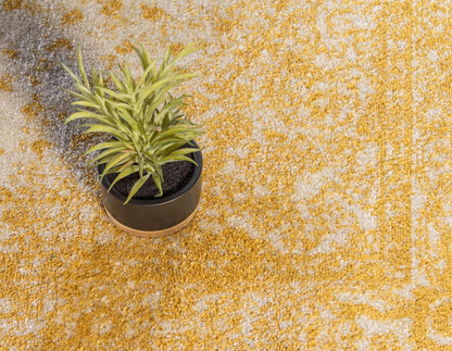 Bromley Collection Area Rug - Midnight (3' Round, Yellow/ Ivory)
