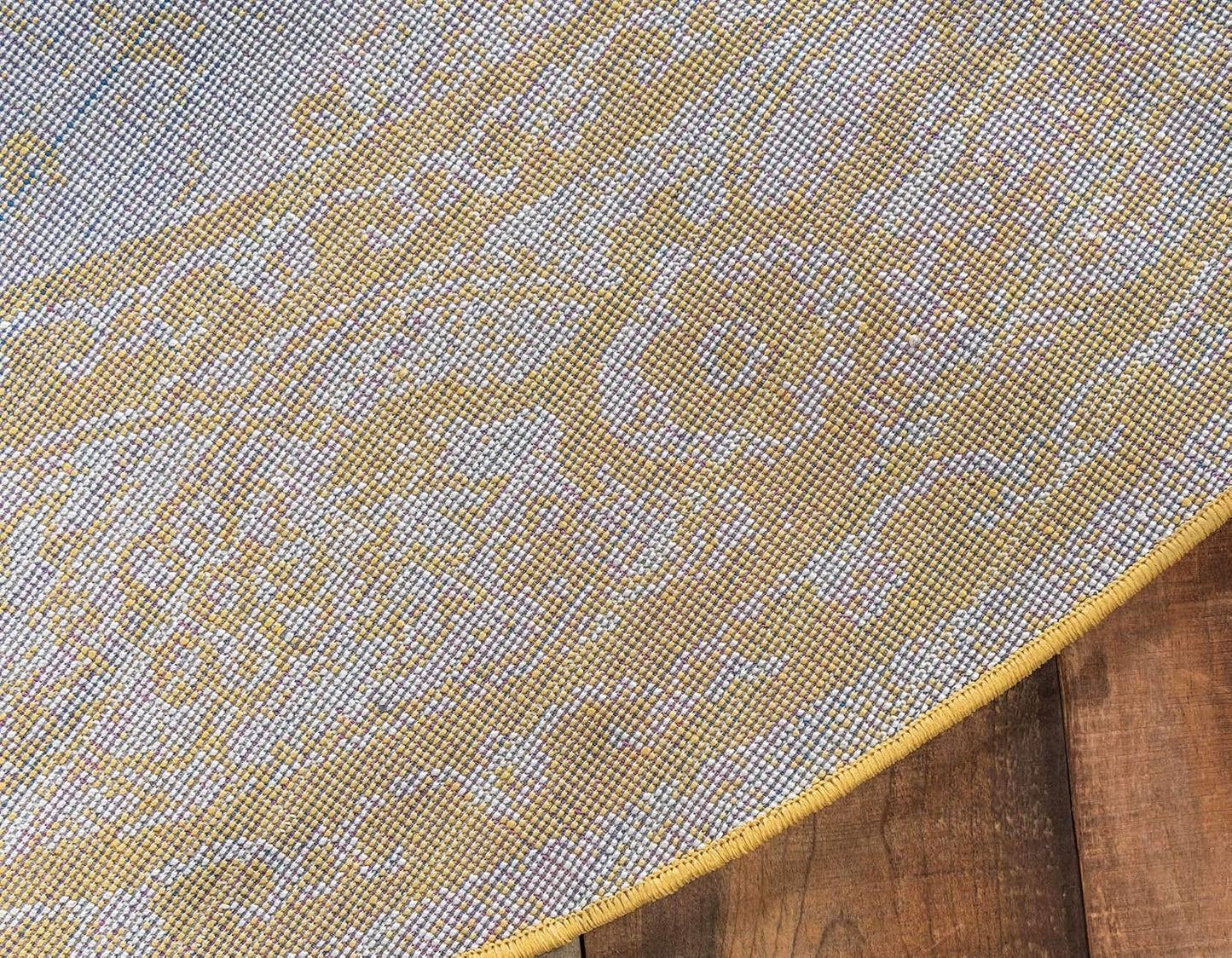 Bromley Collection Area Rug - Midnight (3' Round, Yellow/ Ivory)