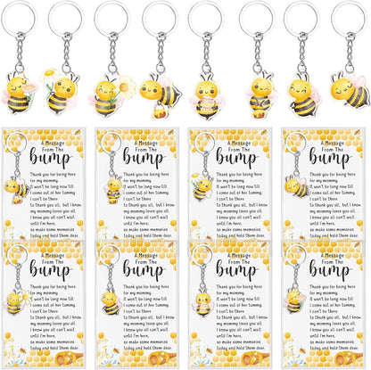 25 Sets Bee Themed Baby Shower Party Favors for Guest 25 Acrylic Keychains 25 Thank You Cards for Baby Gender Reveal Party(Light Yellow)