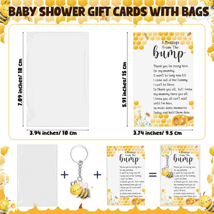 25 Sets Bee Themed Baby Shower Party Favors for Guest 25 Acrylic Keychains 25 Thank You Cards for Baby Gender Reveal Party(Light Yellow)