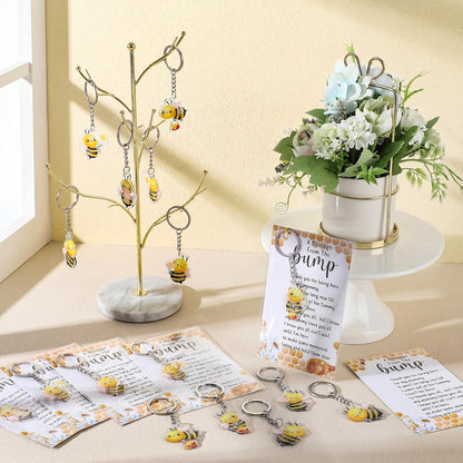 25 Sets Bee Themed Baby Shower Party Favors for Guest 25 Acrylic Keychains 25 Thank You Cards for Baby Gender Reveal Party(Light Yellow)