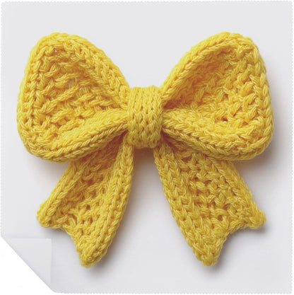 Yellow Bow Crochet Stitches Cloth Napkins Set of 6, Square Premium Reusable Washable Polyester Table Linen Napkin for Dinner Party