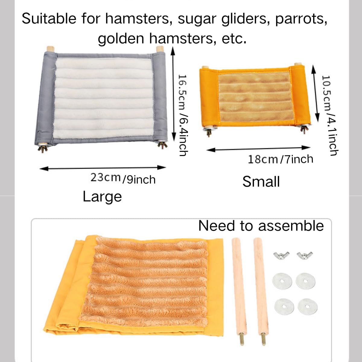 Warm Hamster Hammock House Mouse Rat Hanging Swing Bed Guinea Pig Cage Bedding Small Pet Animal Double Layer Cage Tent Hut Nest for Winter Mouse Rat Hamster Play Sleep (Yellow,Small)