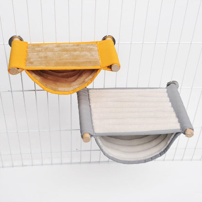 Warm Hamster Hammock House Mouse Rat Hanging Swing Bed Guinea Pig Cage Bedding Small Pet Animal Double Layer Cage Tent Hut Nest for Winter Mouse Rat Hamster Play Sleep (Yellow,Small)