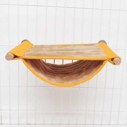 Warm Hamster Hammock House Mouse Rat Hanging Swing Bed Guinea Pig Cage Bedding Small Pet Animal Double Layer Cage Tent Hut Nest for Winter Mouse Rat Hamster Play Sleep (Yellow,Small)