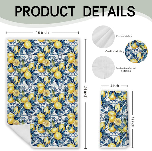Lemon Kitchen Towels, Lemon Decorative Hand Tea Dish Towels for Bathroom, Kitchen, Kids' Hand Towels 16x24 Inch
