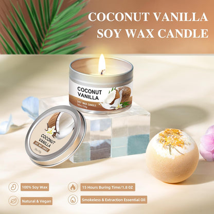 Gifts for Women, Birthday Gifts for Women, Coconut Vanilla Self Care Spa Gift Basket,Thank you Relaxing Bath Sets for Mom, Grandma, Girlfriend, Sister, Friends
