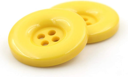 Multicolor Resin Buttons - Round 4 Holes, Various Sizes (Yellow, 38mm/1.5''-10Pcs)