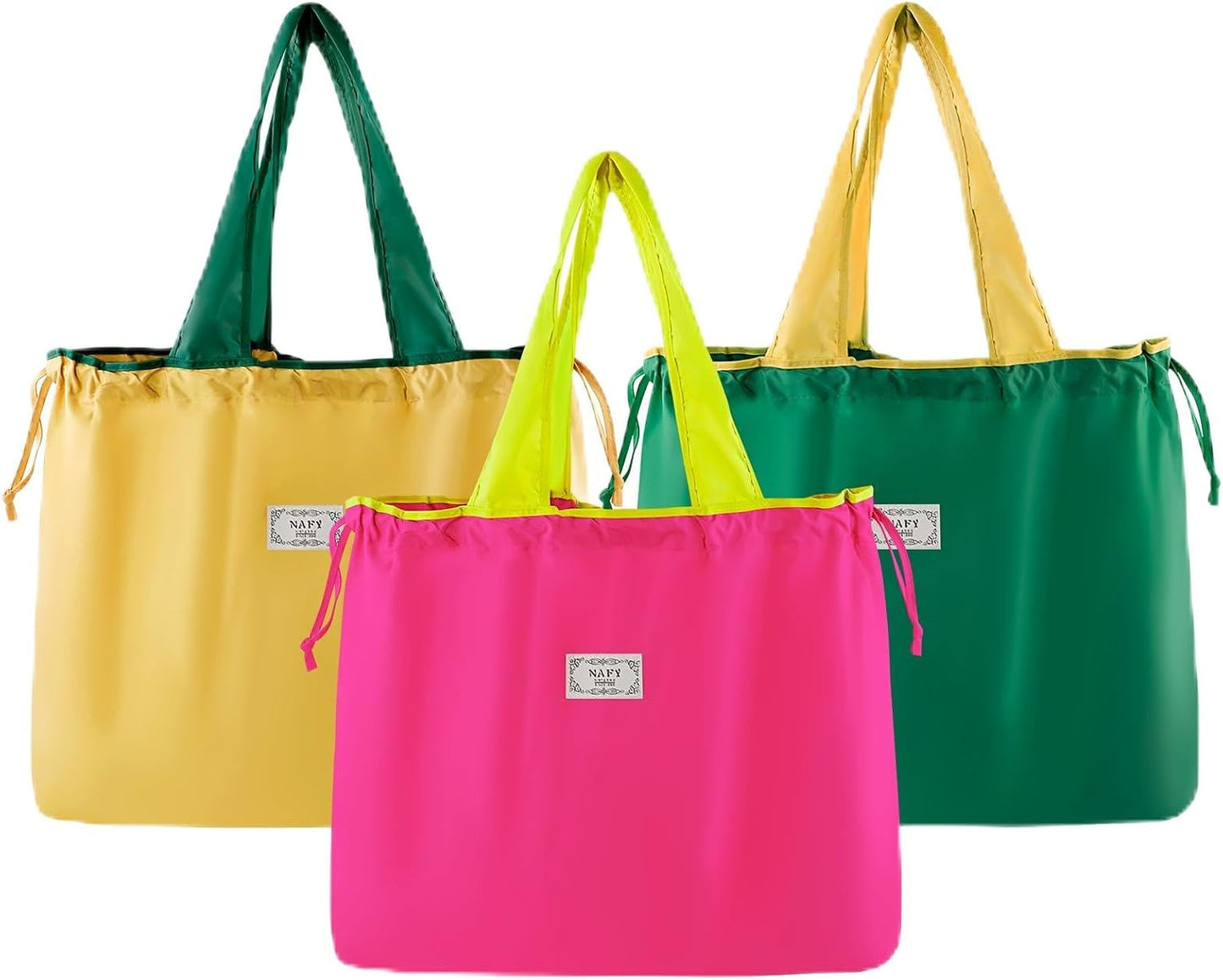 Large Reusable Foldable Shopping Bags 21"x16.5"x4.3"Grocery Tote, Heavy Duty Washable Bags for Travel, Beach