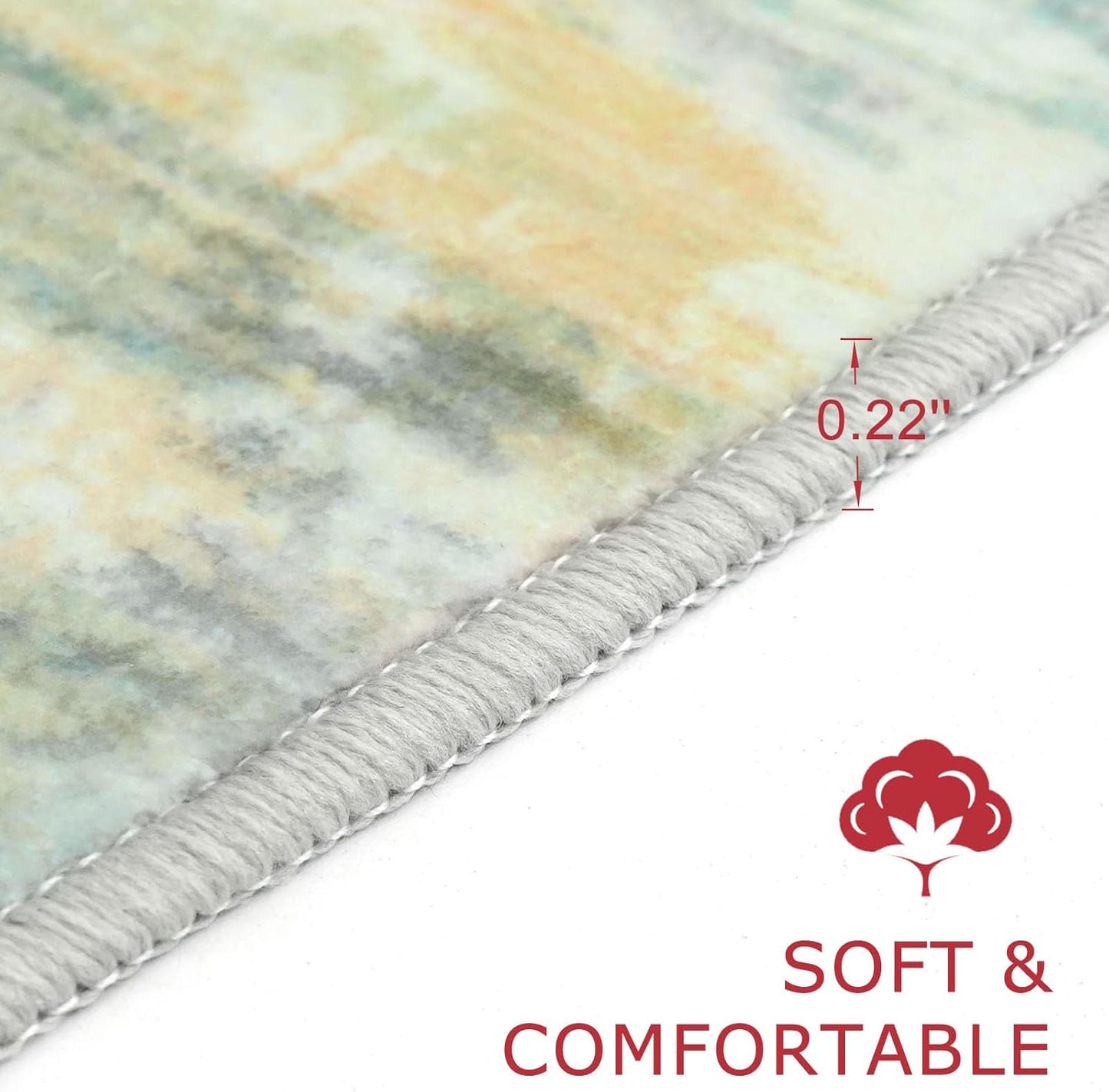 Modern Abstract 3x5 Area Rug Washable Bedroom Rug Light Green Yellow, Throw Entry Mat Non-Slip Stain Resistant Carpet Dining Room Rug with Soft Low Pile for Living Room Kitchen Bath Office