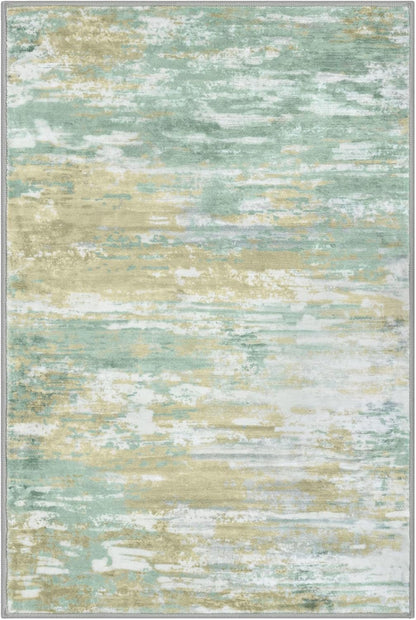 Modern Abstract 3x5 Area Rug Washable Bedroom Rug Light Green Yellow, Throw Entry Mat Non-Slip Stain Resistant Carpet Dining Room Rug with Soft Low Pile for Living Room Kitchen Bath Office