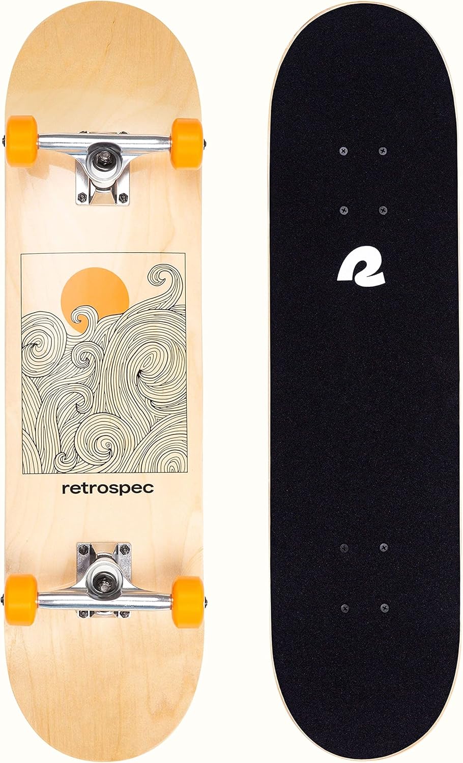 Alameda Skateboard Complete | Canadian Maple Wood Deck w/ 5.5 Inch Aluminum Alloy Trucks for Commuting, Cruising, Carving & Downhill Riding
