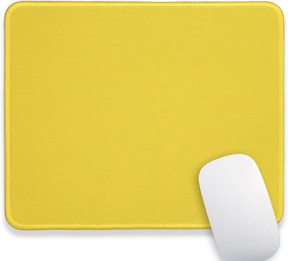 Yellow Office/Gaming Mouse Pad, 10.2 x 8.2 Inches Cute Stitched Desk Mat | Portable Solid Color Mousepad, Anti-Slip Rubber Base, Smooth Fabric Surface