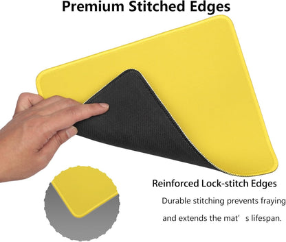 Yellow Office/Gaming Mouse Pad, 10.2 x 8.2 Inches Cute Stitched Desk Mat | Portable Solid Color Mousepad, Anti-Slip Rubber Base, Smooth Fabric Surface