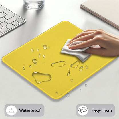Yellow Office/Gaming Mouse Pad, 10.2 x 8.2 Inches Cute Stitched Desk Mat | Portable Solid Color Mousepad, Anti-Slip Rubber Base, Smooth Fabric Surface
