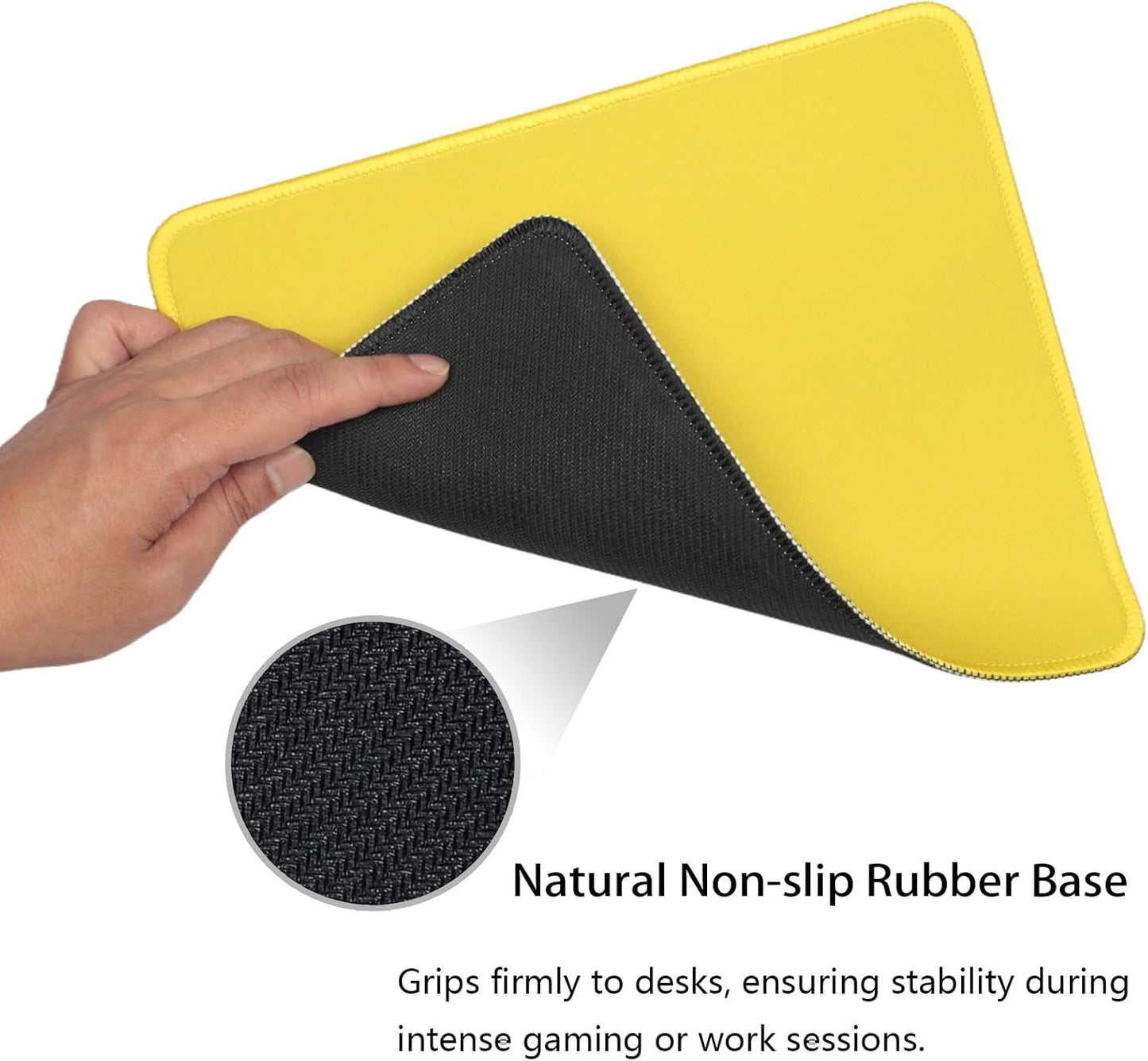 Yellow Office/Gaming Mouse Pad, 10.2 x 8.2 Inches Cute Stitched Desk Mat | Portable Solid Color Mousepad, Anti-Slip Rubber Base, Smooth Fabric Surface