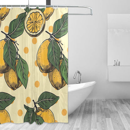 Shower Curtain Yellow Lemons Bathroom Decor Waterproof Fabric with Hooks 60x72 Inch