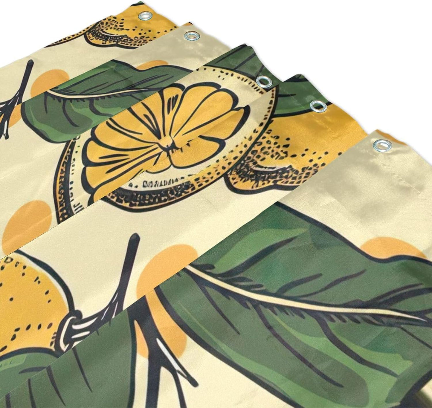 Shower Curtain Yellow Lemons Bathroom Decor Waterproof Fabric with Hooks 60x72 Inch