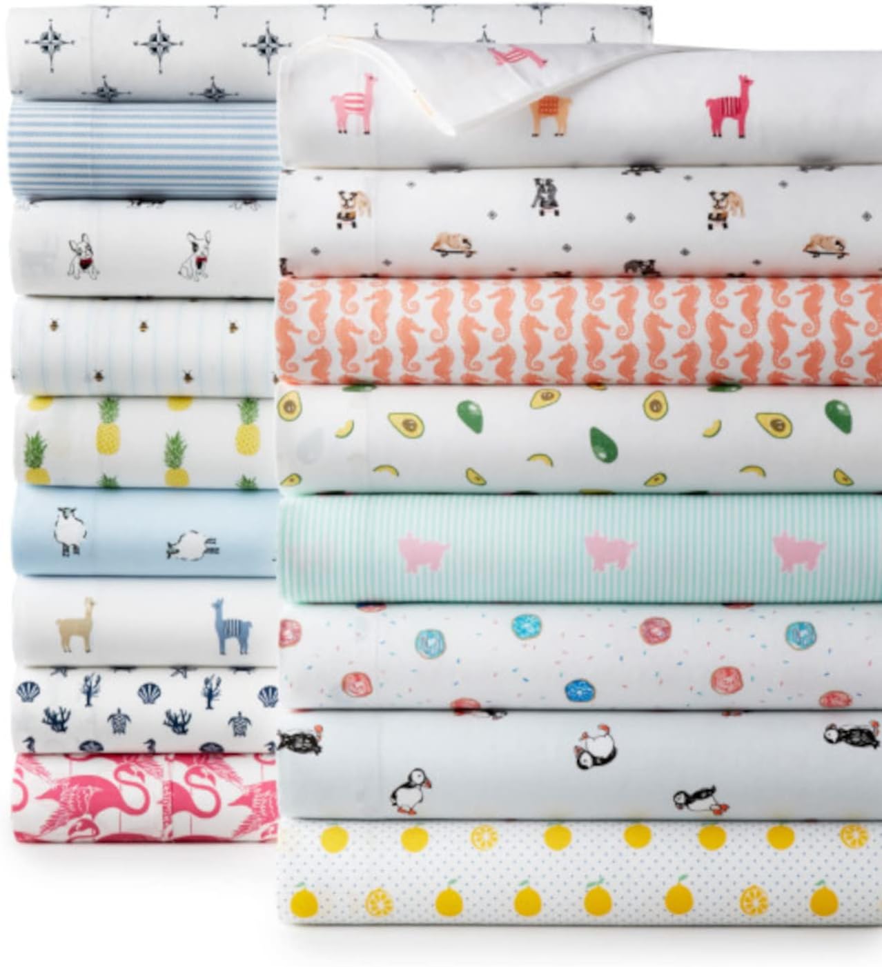 Twin Sheet Set, Cotton Percale Bedding Set, Crisp & Cool, Ideal Bedding Set (Miss Llama, Twin)