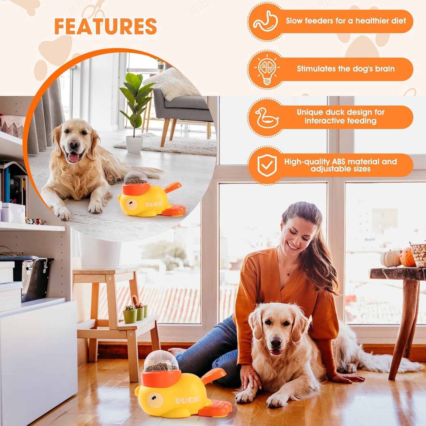 Dog Interactive Treat Dispenser, 2026 New Yellow Duck Cat Treat Dispenser with Button, Slow Treat Feeding Dispenser for Small & Large Cats Dogs