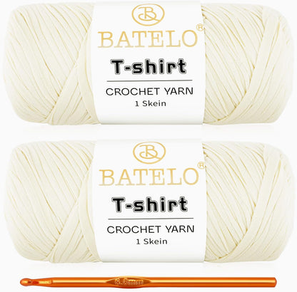 2 Pack T-Shirt Yarn for Bags/Basket/Coaster, Thick Yarn 400g/144yds High Elastic Polyester Fabric (Milk Yellow)