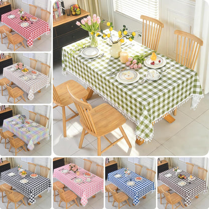 Waterproof Plaid Tablecloth Fabric - Oblong 52x70 Inch Classic Buffalo Tartan Table Cloth for Indoor/Outdoor Use - Washable Tabletop Cover for Dinner, BBQs, and Parties