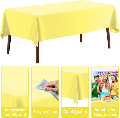 54 Inch X 300 Feet Plastic Table Cover Roll Disposable Tablecloth with Slide Cutter for All Type/Shape Tables | Party, Banquet, Birthdays, Weddings(Light Yellow, 300 Feet)