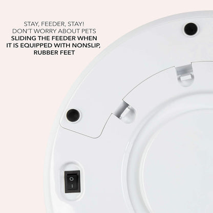 Automatic Pet Feeder, 5 Meal Food Dispenser for Dogs, Cats & Small Animals w/Programmable Timer, Dishwasher-Safe Tray Feeds Wet or Dry Food - (Serves 4 Meals Per Day) Adopter Included