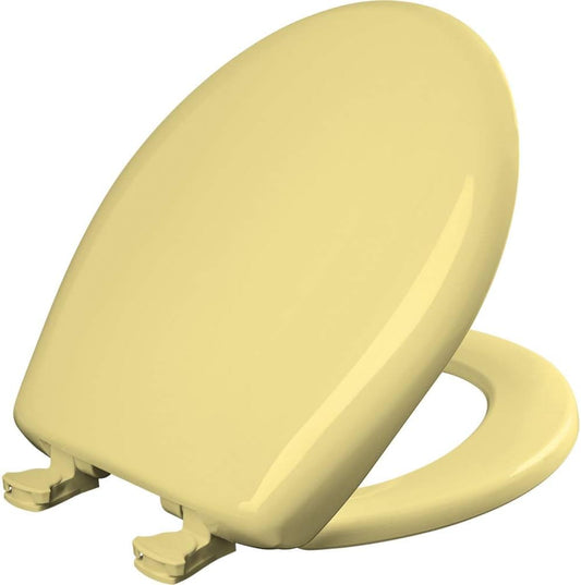 Classic Colors Slow Close Toilet Seat, Easy Clean Hinges and Durable Plastic Seat, Made in USA, Round, Yellow