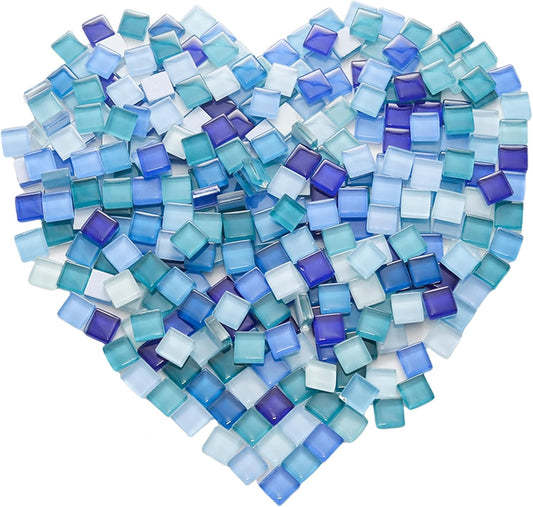 450 Pcs Bulk Glass Mosaic Tiles, Mosaic Glass Crafts Supplies | 3/8"Square, 400G, Smooth Edges, Assorted Color Opaque Glass Mosaic Kits, for Art Crafts Mosaic Making Projects and Home Decor