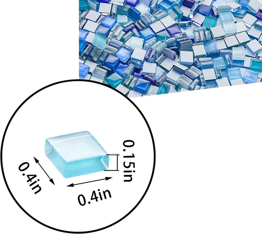 450 Pcs Bulk Glass Mosaic Tiles, Mosaic Glass Crafts Supplies | 3/8"Square, 400G, Smooth Edges, Assorted Color Opaque Glass Mosaic Kits, for Art Crafts Mosaic Making Projects and Home Decor