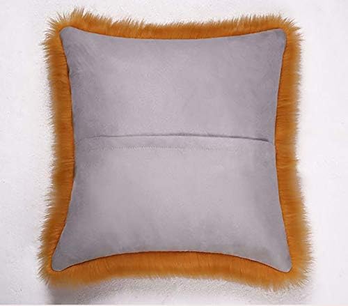 LRENNA Throw Pillow Covers Mongolian Faux Fur Cushion Pillow Case for Sofa Deluxe Home Decorative Series Merino Style Fur Super Soft Plush 18" x 18" /20" x 20" (Yellow, 18"x18")