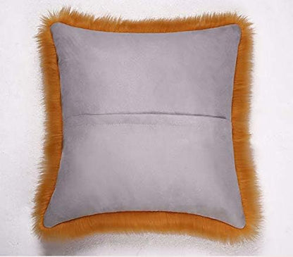 LRENNA Throw Pillow Covers Mongolian Faux Fur Cushion Pillow Case for Sofa Deluxe Home Decorative Series Merino Style Fur Super Soft Plush 18" x 18" /20" x 20" (Yellow, 18"x18")
