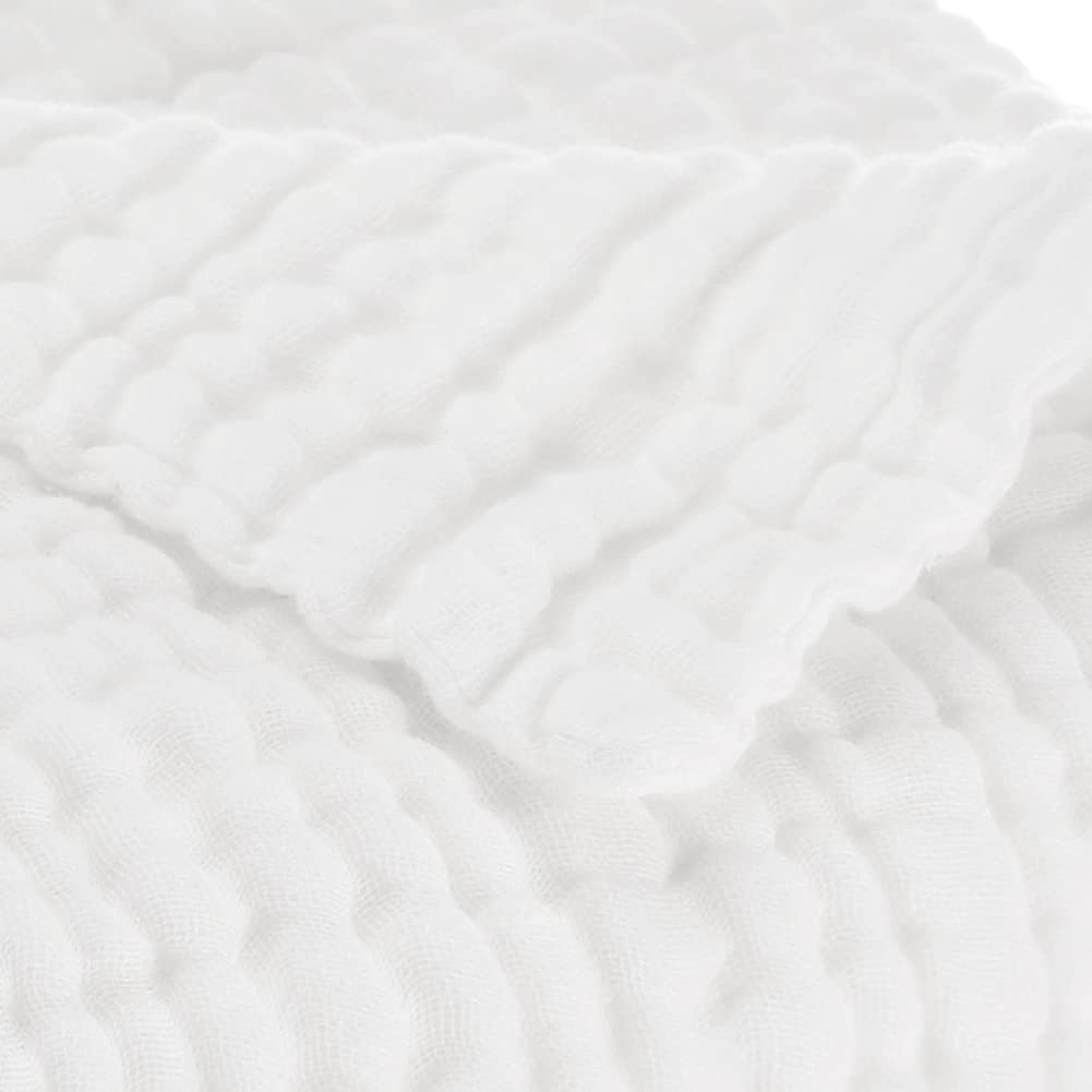 Aablexema Baby Muslin Bath Towels - Set of 2 Large Size 43X43 Inches Swaddle Blanket for Newborn Toddlers Boys Girls (White & Yellow)