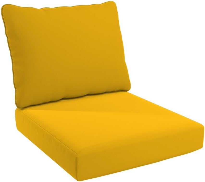 California Umbrella Outdoor Deep Seat, Patio Seat Cushion, 24 x 48 Inch, Premium Outdoor Memory Foam, Fade Resistant, Solstice Olefin Fabric, Lemon