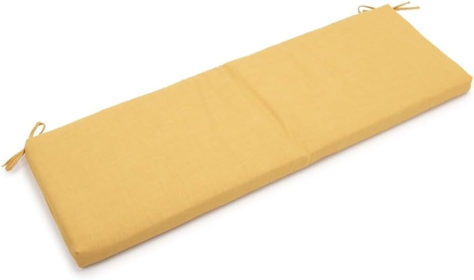TRP Indoor Outdoor Cushions for Patio Furniture 51" Wx19 D X 3" H | Deep Seat Zipper Closure Attached Ties Mustard Lemon Yellow Color | All Weather Removable Cover UV Fade Proof Patio Bench Cushions