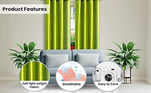 J&V TEXTILES 2 Panels Solid Grommet Faux Silk Window Curtain Drapes Treatment in 84" Length (Yellow)*