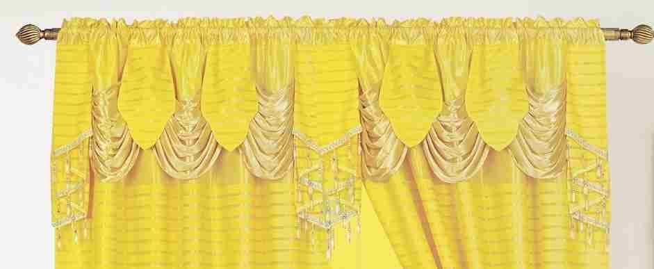 Generic Jacquard Window 84 Inch Length Curtain Drapes w/Attached Valance + Faux Silk Backing + 2 Tassels, Floral Curtain Drape for Living/Dining Rooms, Rod Pocket Chloee (Yellow)