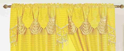 Generic Jacquard Window 84 Inch Length Curtain Drapes w/Attached Valance + Faux Silk Backing + 2 Tassels, Floral Curtain Drape for Living/Dining Rooms, Rod Pocket Chloee (Yellow)