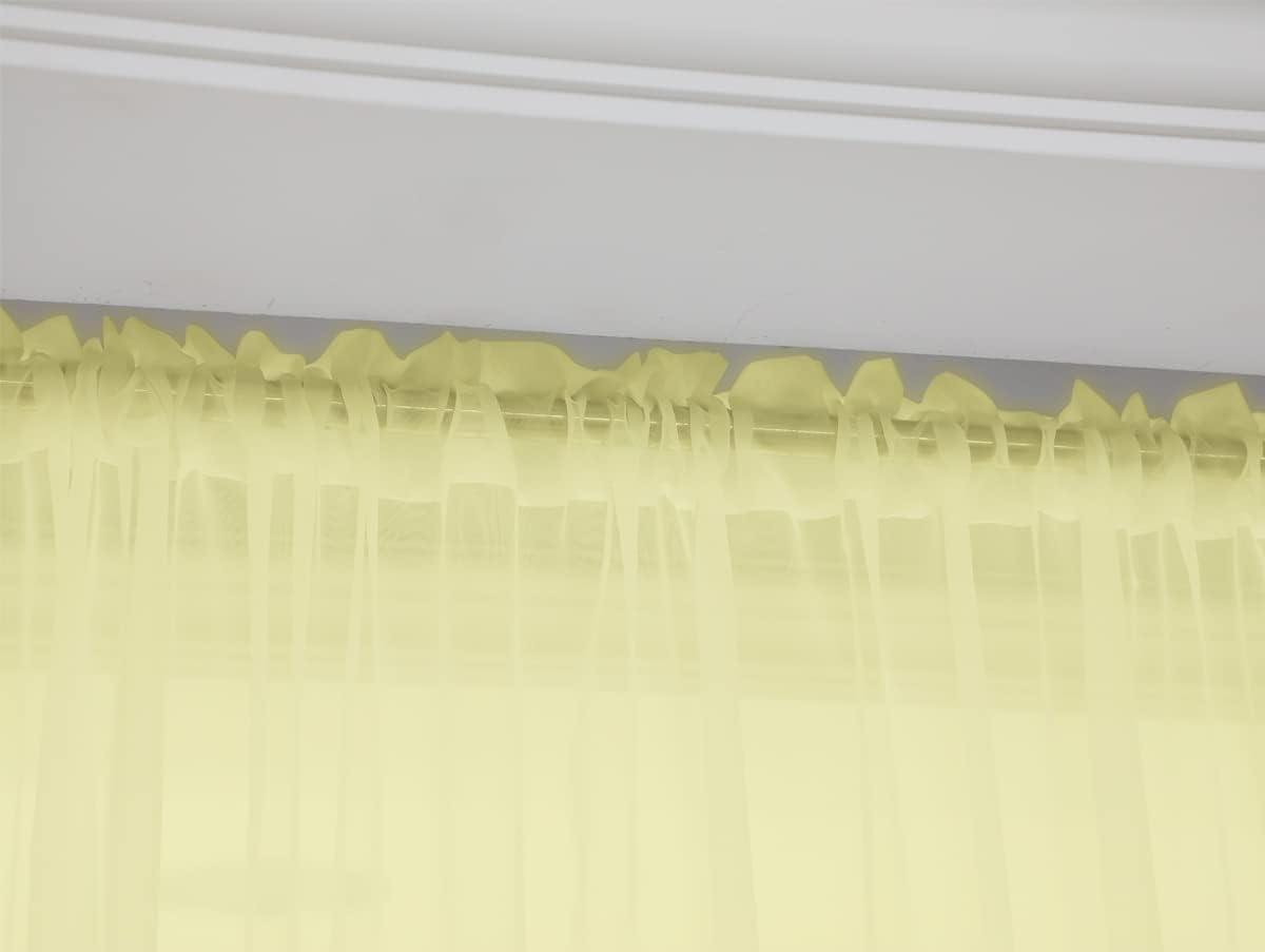 ABCHOME Light Yellow Sheer Curtains 84 Inches Long 2 Panels,Rod Pocket Voile Semi Sheer Window Curtains for Kitchen, Bedroom and Living Room (Light Yellow, 52 W x 84 L)
