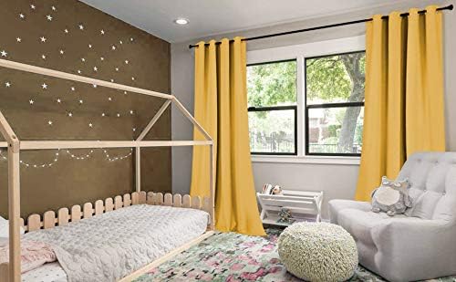 KEQIAOSUOCAI 95 Inches Yellow Blackout Curtains Grommet Top Drapes for Bedroom Light Reducing Window Sun Block Curtain Panels for Living Room 2 Panels 52W x 95L