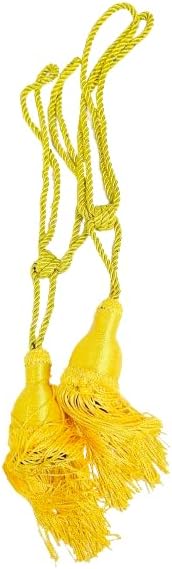 Generic Jacquard Window 84 Inch Length Curtain Drapes w/Attached Valance + Faux Silk Backing + 2 Tassels, Floral Curtain Drape for Living/Dining Rooms, Rod Pocket Chloee (Yellow)