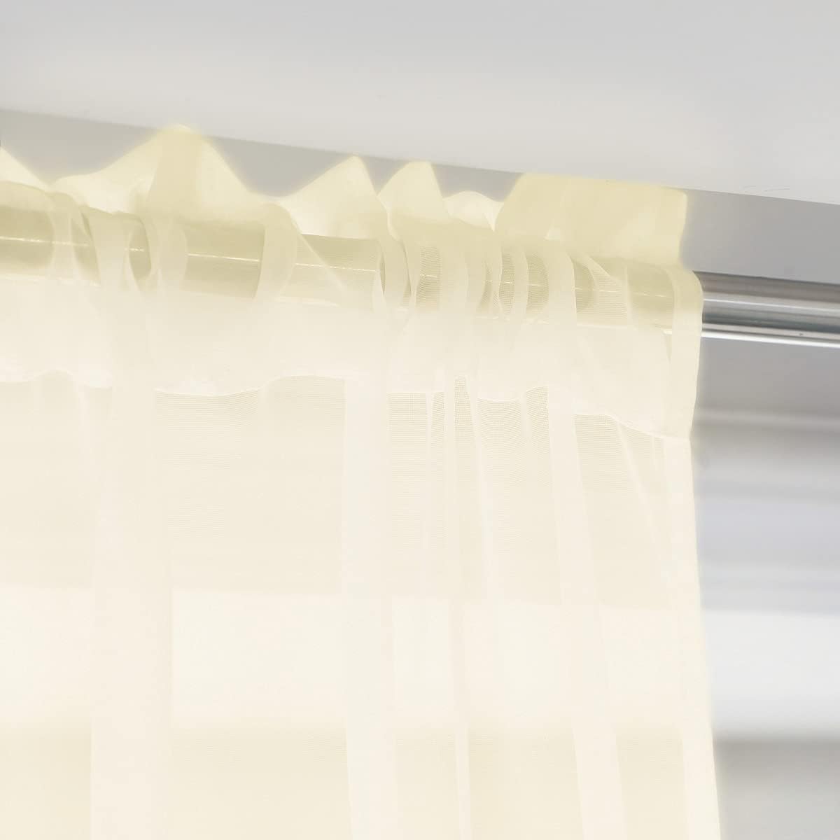 LONGTAI Window Light Yellow Sheer Curtains 84 Inches Long 2 Panels Sheer Curtain Basic Rod Pocket Panel for Bedroom Children Living Room Yard Kitchen