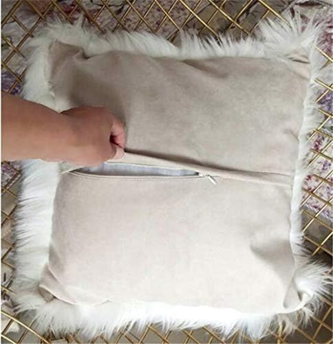 FasterS Luxury Long Faux Fur Throw Pillow Case Super Soft Plush Cushion Cover Deluxe Home Sofa Bed Car Party Decorative 18 x 18 Inch (Yellow)