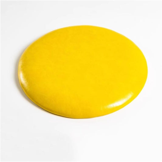 Waterproof Leather Seat Cushions, Indoor/Outdoor Round Chair Pads, Non-Slip Round Seat Pad, Bar Cafe High Stool Seat Cushion, Kitchen Dining Room Chair Cushion ( Color : Lemon yellow , Size : 30*3cm )