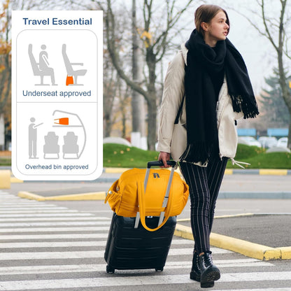 Travel Duffel Bag for Women, Puffer Gym Bag Sports Tote with Wet Pocket, Carry On Weekender with Luggage Sleeve (Golden Yellow)