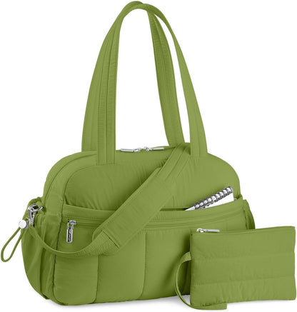 Travel Duffel Bag for Women, Puffer Gym Bag Sports Tote with Wet Pocket, Carry On Weekender with Luggage Sleeve (Golden Yellow)