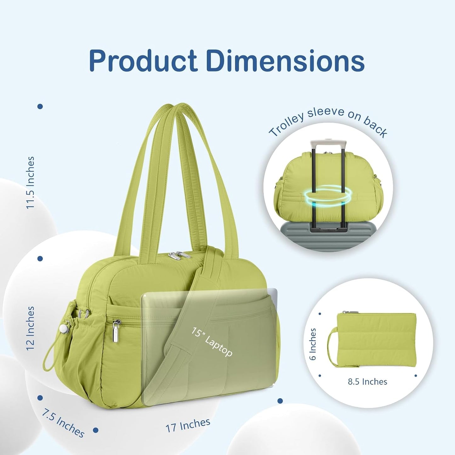 Travel Duffel Bag for Women, Puffer Gym Bag Sports Tote with Wet Pocket, Carry On Weekender with Luggage Sleeve (Golden Yellow)