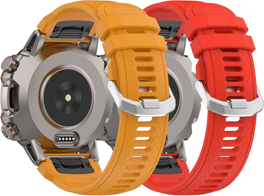 2Pack Compatible with Amazfit Falcon/for Garmin Fenix 8 47MM/Fenix E 47MM/Fenix 7/Fenix 6/Fenix 5/for COROS VERTIX Bands, 22MM Easy-fit Soft Silicone Watch Band Replacement Wristband Adjustable Bands Strap for Amazfit Falcon Smartwatches Accessory